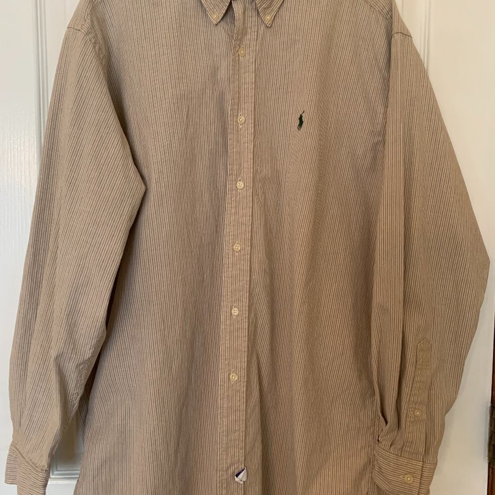 Ralph Lauren Long Sleeve Button Down Shirt, Men’s Medium, 100% Import Cotton, US